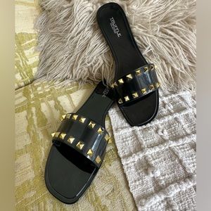 Truffle Collection Gold Studded Jelly Slides